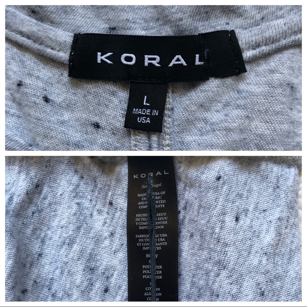 KORAL Split Back Keyhole Athleisure Raw Hem Gray Active Workout Top Size… - Picture 7 of 9